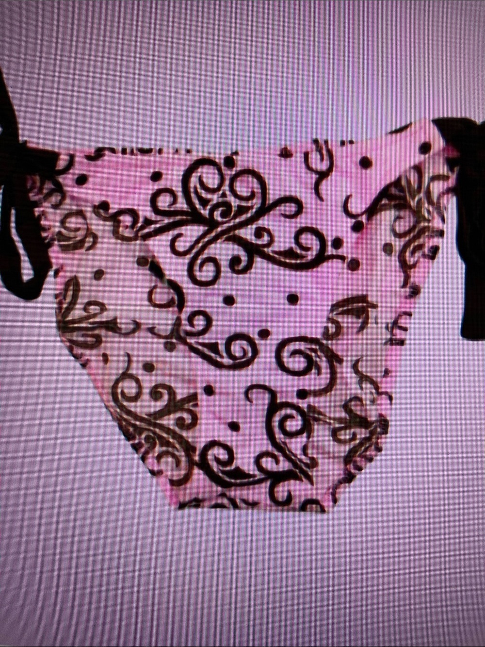 Pink Swirl Tie-Side Girls Swim Bottoms